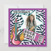 Rock N'Roll Rock Star Birthday Party Kaart (Voorkant)