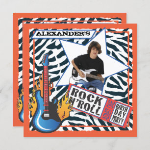 Rock N'Roll Rock Star Birthday Party Kaart