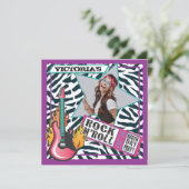 Rock N'Roll Rock Star Invitations de fête d'annive (Debout devant)