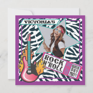 Rock N'Roll Rock Star Invitations de fête d'annive