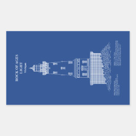 Rock of Ages vuurtoren - Michigan - AD Rechthoekige Sticker