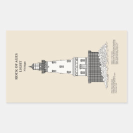 Rock of Ages vuurtoren - Michigan - SBD Rechthoekige Sticker