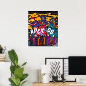 "Rock On" Band Concert Music Art Poster (Bureau à domicile)
