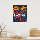 "Rock On" Band Concert Music Art Poster (Cuisine)