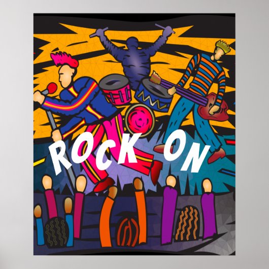 "Rock On" Band Concert Music Art Poster (Devant)