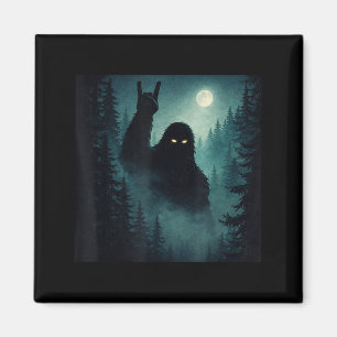Rock On Bigfoot Sasquatch Cryptid Nacht Bos Magneet