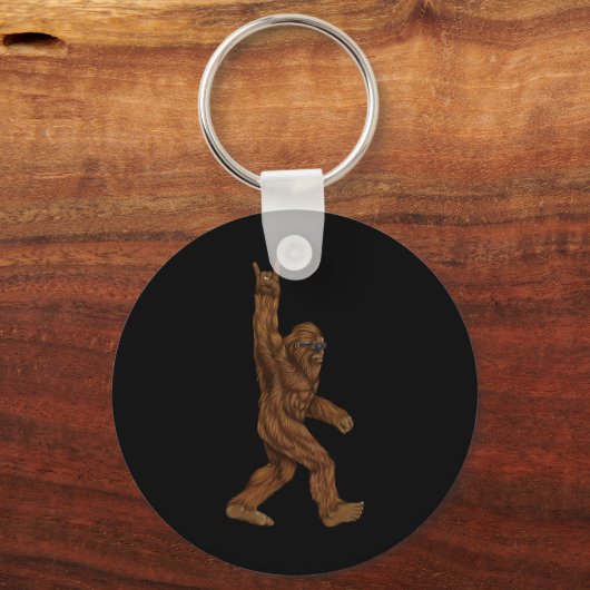 Rock on Bigfoot sasquatch loves Rock and Roll Sung Sleutelhanger (Achterkant)