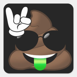 Rock On Emoji Poop Vierkante Sticker