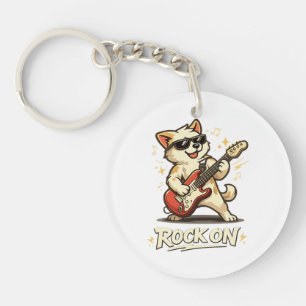 Rock On Gitaar Hond Grappige Rockmuziek Sleutelhanger