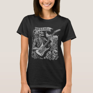 Rock On Guitar  80s Rock Roll Skeleton for T-shirt