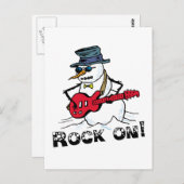 Rock on Guitar spelend Snowman Briefkaart (Voorkant / Achterkant)
