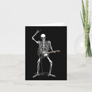 Rock on Halloween Skeleton Gitarist Rock and Roll Kaart