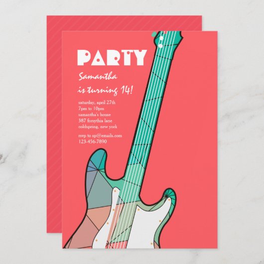 Rock On Invitation (Devant / Derrière)