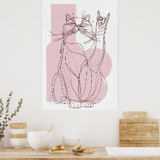 Rock On Kat Roze Minimalistische Lijnkunst Poster