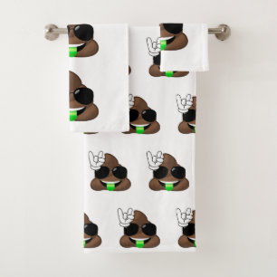 Rock on Poop Emoji Bathroom Towel Set Bad Handdoek
