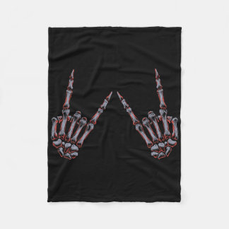 Rock on Rock and Roll Skeleton Handen - Voor Conce Fleece Deken