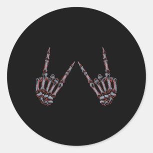 Rock on Rock and Roll Skeleton Handen - Voor Conce Ronde Sticker
