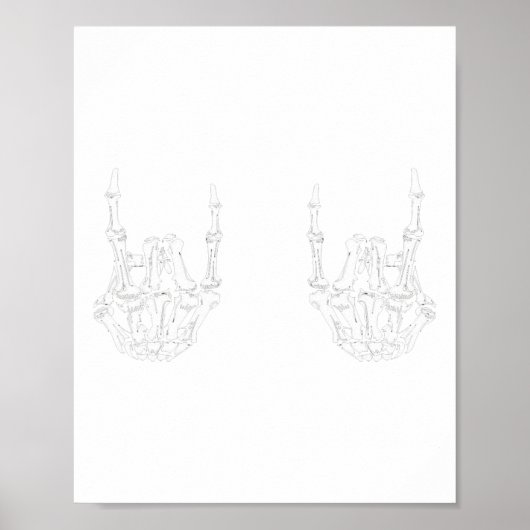 Rock On Rock Star Skelet Hands Rocker Fun Hallow Poster (Voorkant)