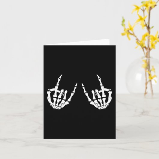 Rock On Rock Star Skelet Hands Rocker Spooky Hal Kaart (Gele Bloem)