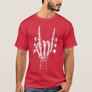 Rock On Skelet Hand Gitaar Rock Roll Mannen Vrouwe T-shirt