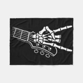 Rock on Skeleton Gitaar Hand Sign Rock and Roll Ba Fleece Deken (Voorkant (Horizontaal))