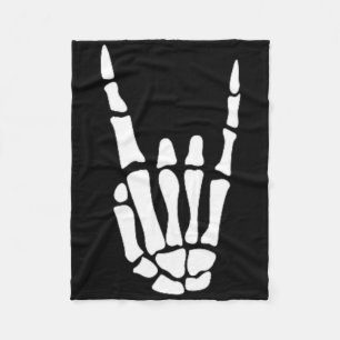 Rock on Skeleton Hand Sign - Minimalistisch Hoowee Fleece Deken