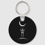Rock on Skeleton Moon Rock and Roll Mannen Vrouwen Sleutelhanger (Voorkant)