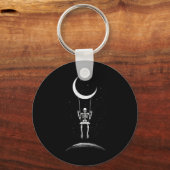 Rock on Skeleton Moon Rock and Roll Mannen Vrouwen Sleutelhanger (Voorkant)