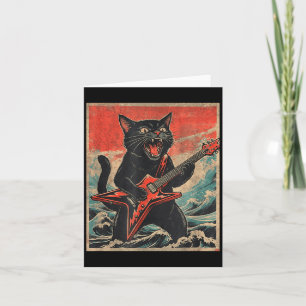 Rock On Vintage Gitarist Kat Cool Band Stijl Cadea Kaart