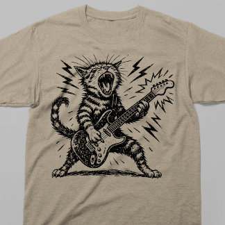Rock On Zware Metal Gitaar Kat T-shirt