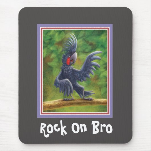 Rock op Bro Black Palm Kaketoe Mousepad Muismat (Voorkant)