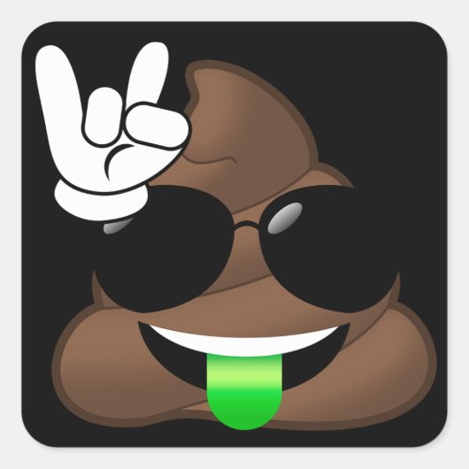 Rock op Emoji Poop Vierkante Sticker (Voorkant)