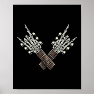 Rock op gitaar nek rock en roll Halloween Skelet Poster