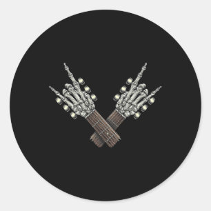 Rock op gitaar nek rock en roll Halloween Skelet Ronde Sticker