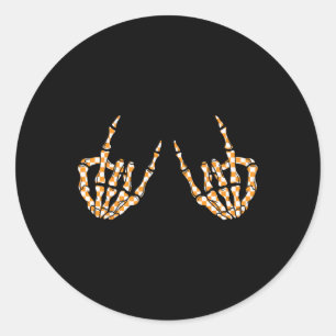 Rock op Halloween geruit patroon skelet hand Ronde Sticker