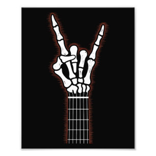 Rock op Skeleton Hand gitaar geschenken Foto Afdruk
