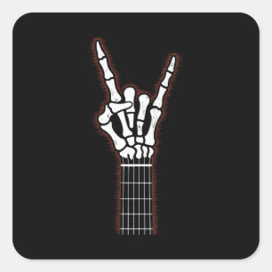 Rock op Skeleton Hand gitaar geschenken Vierkante Sticker