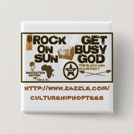 Rock op Sun/Get bezige God button (Voorkant)