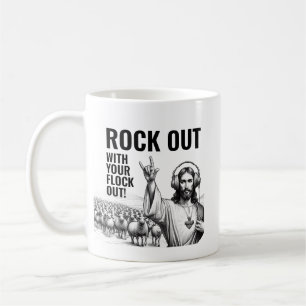 Rock Out met je kudde! - Grappige Jezus Meme Koffiemok