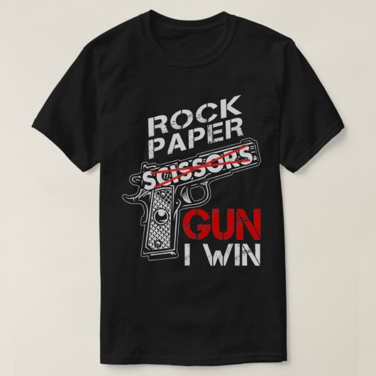 Rock Paper Pistool I Win Funny Game Joke T-shirt (Design voorkant)