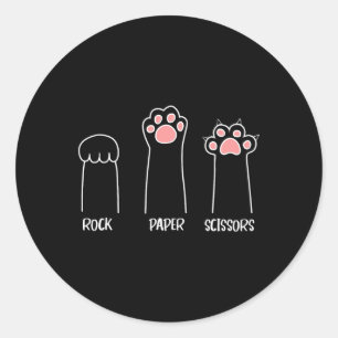 Rock Paper Schaar Handspel Leuke Pauw Grappige Kat Ronde Sticker