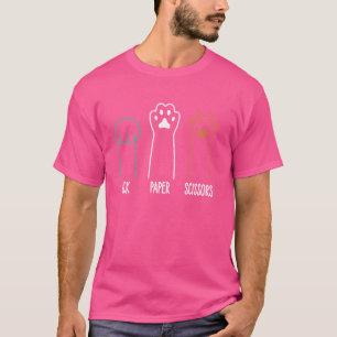 Rock Paper Schaar Handspel Leuke Pauw Grappige Kat T-shirt