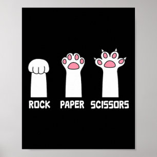 Rock Paper Schaar Kat Paws Game Schattige Paw Funn Poster