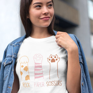 Rock Paper-schaar met Cat Paws Funny T-shirt