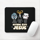 Rock Paper Scissors But Nothing Beats Jesus Funny Muismat (Met muis)