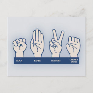 Rock, Paper, Scissors, Cherry Bomb Briefkaart