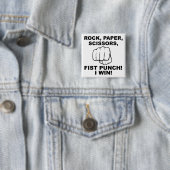 Rock Paper Scissors Fist Punch Funny Button Badge (In situ)