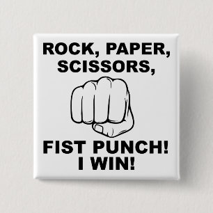 Rock Paper Scissors Fist Punch Funny Button Badge
