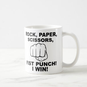 Rock Paper Scissors Fist Punch Funny Mug Koffiemok