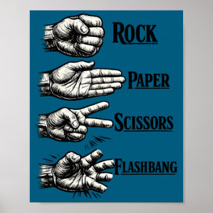 Rock paper scissors flashbang grappige gamer meme poster
